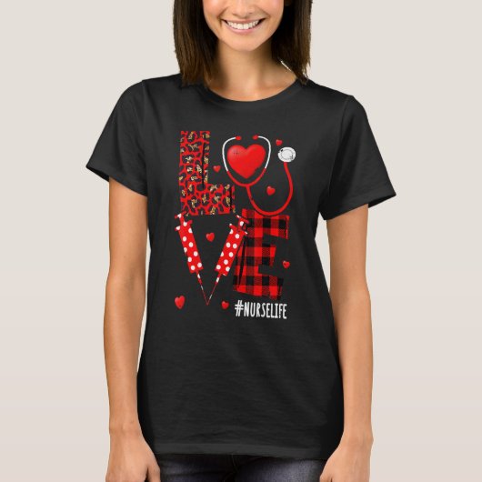Nurse Life Valentines Day Stethoscope Er Icu Nicu  Tシャツ (正面)