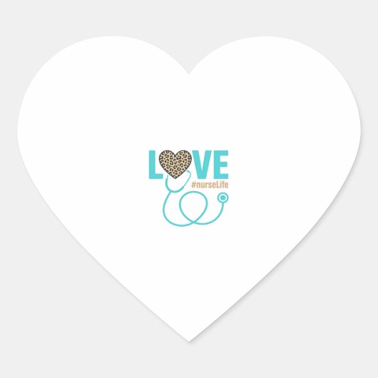 Nurse Love Leopard Stethoscope Vector Design_1 ハートシール (正面)