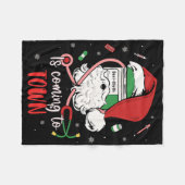 Nurse Medical Istant Xmas Sani- Cloth Is Coming To フリースブランケット (正面(横))