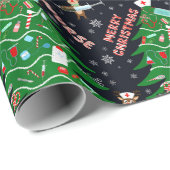 Nurse Merry Christmas Tree Reindeer Nurse Cute ラッピングペーパー (ロールコーナー)