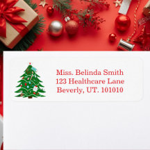 Nurse Merry Christmas Tree Return Address