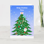 Nurse Merry Christmas Tree with Nurse's Supplies カード (正面)