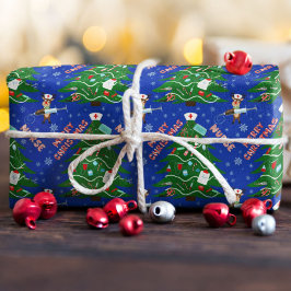 Nurse Merry Christmas Tree with Reindeer Nurse ラッピングペーパー