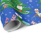 Nurse Merry Christmas Tree with Reindeer Nurse ラッピングペーパー (ロールコーナー)
