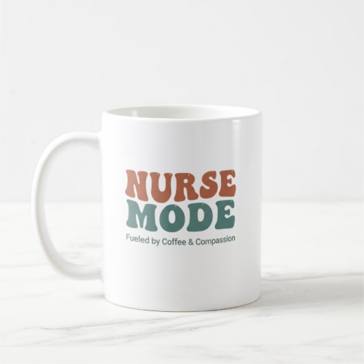 Nurse Mode Retro Wavy Typography コーヒーマグカップ (左)