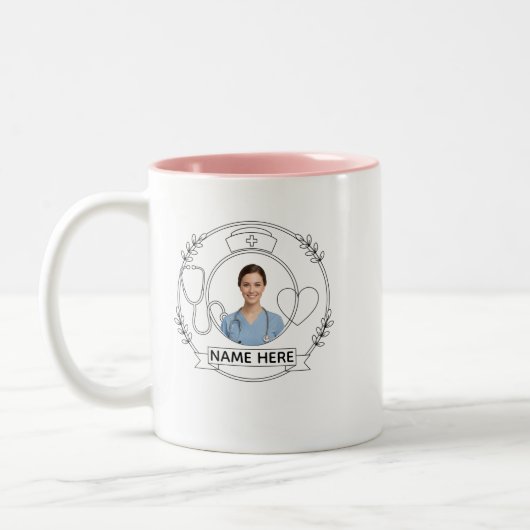 Nurse Mug Personalized Name Photo Gift ツートーンマグカップ (左)