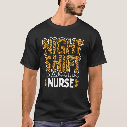 Nurse Night Shift Leopard Nursing Appreciation Leo Tシャツ (正面)