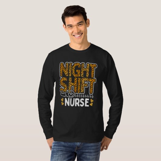Nurse Night Shift Leopard Nursing Appreciation Leo Tシャツ (正面フル)