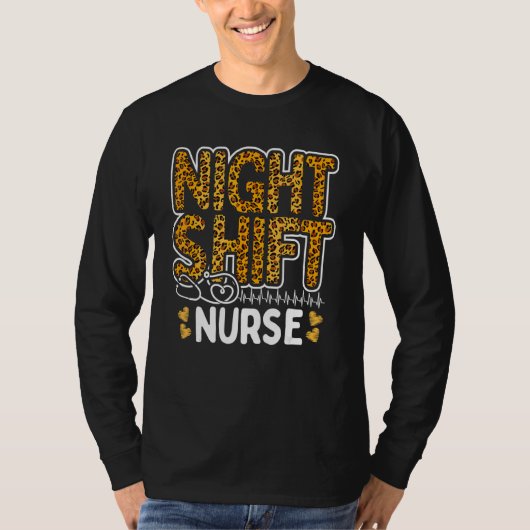 Nurse Night Shift Leopard Nursing Appreciation Leo Tシャツ (正面)