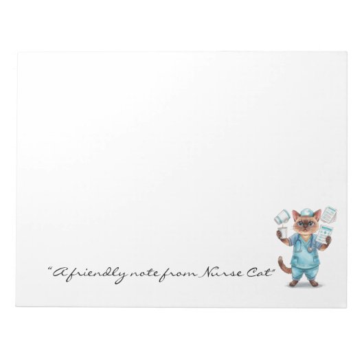 Nurse Notepad with Cute Cat Holding Coffee for Cat ノートパッド (正面)
