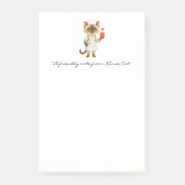 Nurse Notepad with Cute Cat Holding Gifts ポストイット