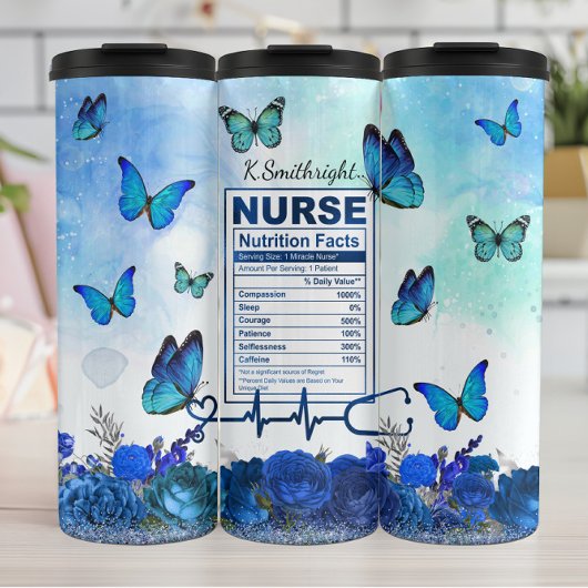 Nurse Nutrition Facts Blue Butterfly タンブラー