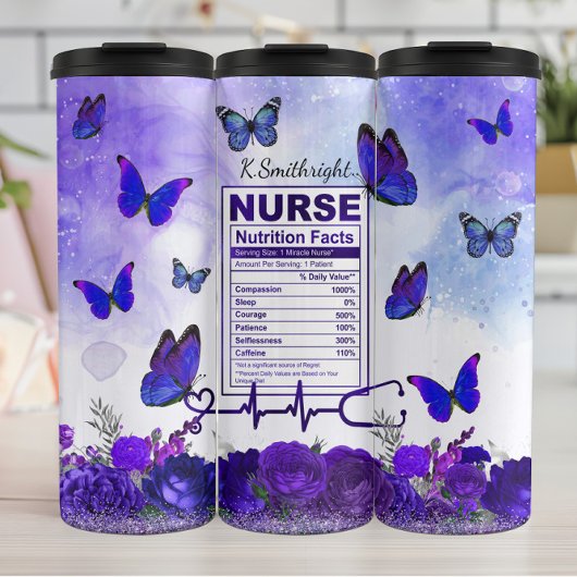 Nurse Nutrition Facts Purple Butterfly タンブラー