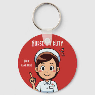 Nurse on Duty with Butterfly キーホルダー