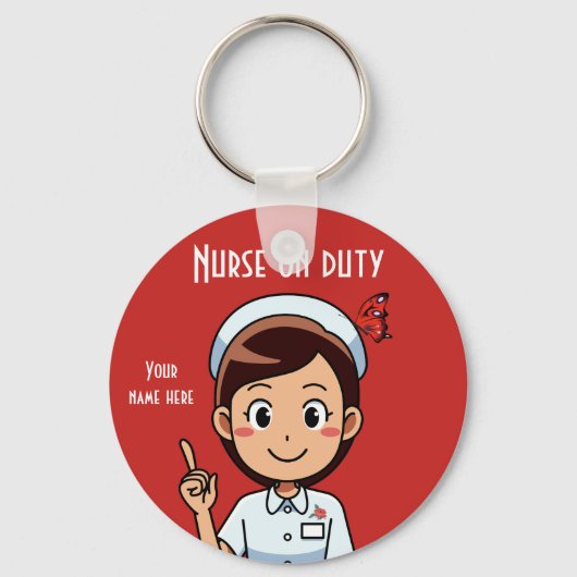 Nurse on Duty with Butterfly キーホルダー (正面)