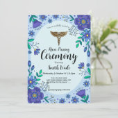 Nurse Pinning Ceremony Invitation Blue Floral Nurs 招待状 (スタンド正面)