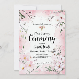 Nurse Pinning Ceremony Invitation Floral Nursing G 招待状