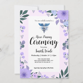 Nurse Pinning Ceremony Invitation Purple Floral Nu 招待状