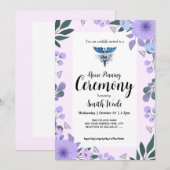 Nurse Pinning Ceremony Invitation Purple Floral Nu 招待状 (正面/裏面)