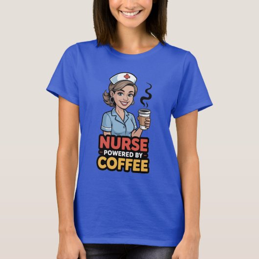 Nurse Powered by Coffee T-shirt Tシャツ (正面)