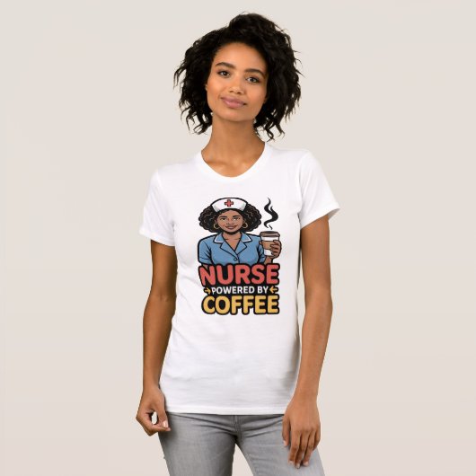 Nurse Powered by Coffee T-shirt Tシャツ (正面フル)