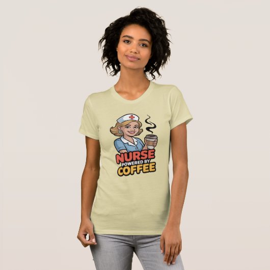 Nurse Powered by Coffee T-shirt Tシャツ (正面フル)