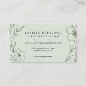 Nurse Practioner Botanical Sage Green Modern 名刺 (裏面)