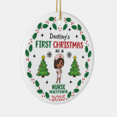 Nurse Practitioner First Christmas Custom Name セラミックオーナメント (右)