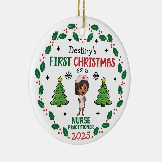 Nurse Practitioner First Christmas Custom Name セラミックオーナメント (右)