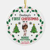 Nurse Practitioner First Christmas Custom Name セラミックオーナメント (正面)