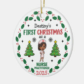Nurse Practitioner First Christmas Custom Name セラミックオーナメント (左)