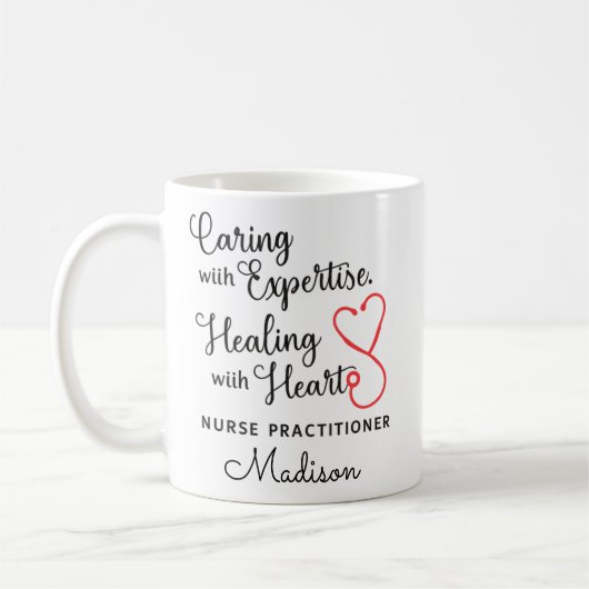 Nurse Practitioner Heart Cup, NP Appreciation, Nur コーヒーマグカップ (左)