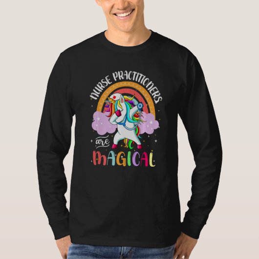 Nurse Practitioner RN NP Rainbow Unicorn Dabbing L Tシャツ (正面)