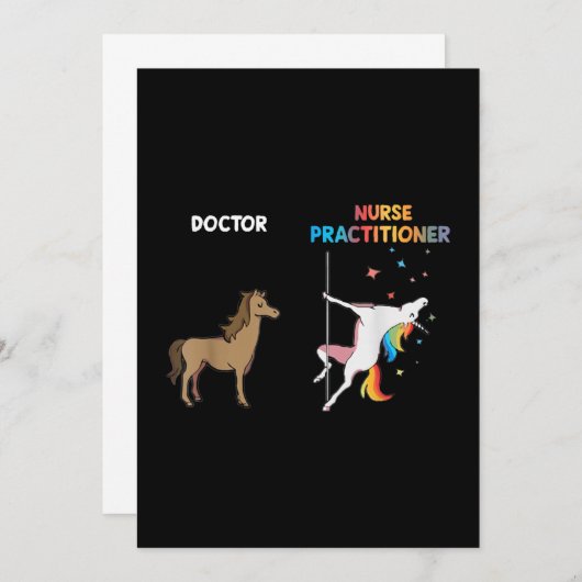 Nurse Practitioner Unicorn Dancing Pole サンキューカード (正面/裏面)