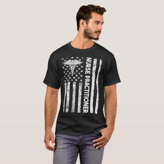 Nurse Practitioner USA Flag Medical Caduceus NP Nu Tシャツ (正面フル)