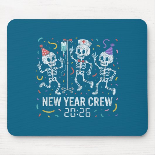 Nurse Skeleton New Year Crew 2026 Funny Er Icu Par マウスパッド (正面)