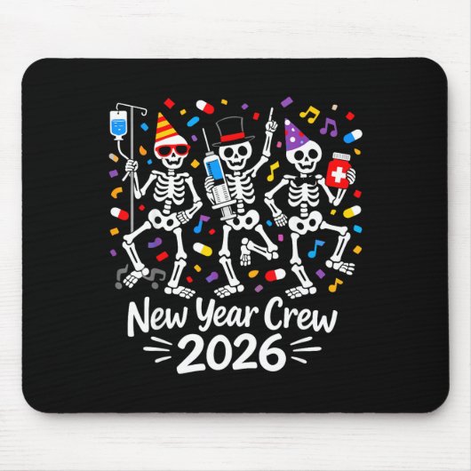 Nurse Skeleton New Year Crew 2026 Funny Er Icu Par マウスパッド (正面)