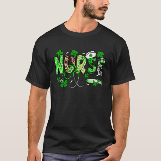 Nurse St Patrick's Day Nurse Nurse Lucky Tシャツ (正面)