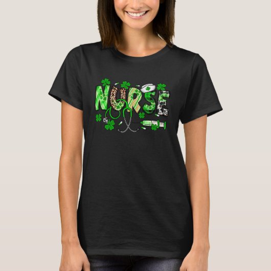 Nurse St Patrick's Day Nurse Nurse Lucky Tシャツ (正面)