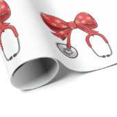Nurse Stethoscope Christmas Bow Coquette Girly ラッピングペーパー (ロールコーナー)