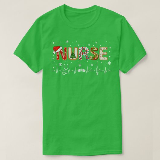 Nurse Stethoscope Christmas Tree Ornaments Xmas Fu Tシャツ (デザイン正面)