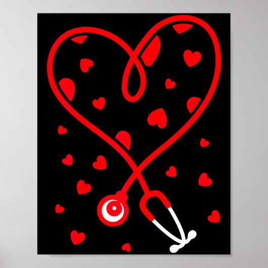 Nurse Stethoscope Heart Valentine's Day Nursing  ポスター (正面)