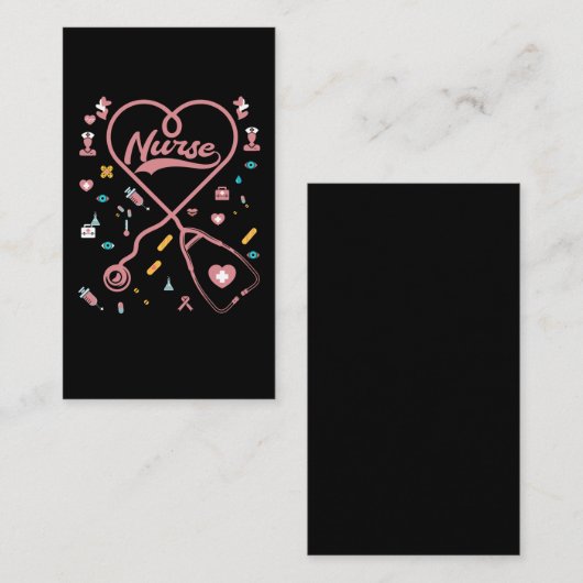 Nurse Stethoscope Nursing Love Medical RN 名刺 (正面/裏面)