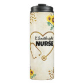 Nurse Sunflower Leopard Print Heart タンブラー (正面)