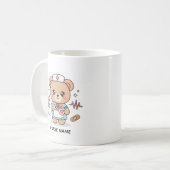 Nurse Teddy Bear – Custom Name Gift for Nurses  コーヒーマグカップ (正面左)