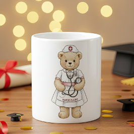 Nurse Teddy Bear Mug – Custom Name Gift for Nurses コーヒーマグカップ
