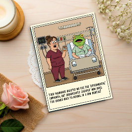 Nurse Treats Patient With Frog Head Get Well ポストカード