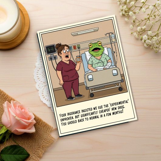 Nurse Treats Patient With Frog Head Get Well ポストカード