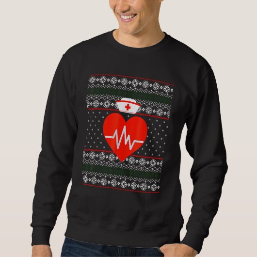 NURSE UGLY SWEATER Merry Christmas  Nursing スウェットシャツ (正面)