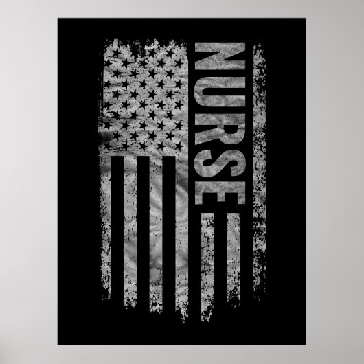 Nurse USA Flag Distressed design ポスター (正面)